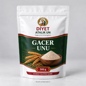 Diyet Atalık Un Gacer Unu 500 g yeşil etiketli temsili ambalaj
