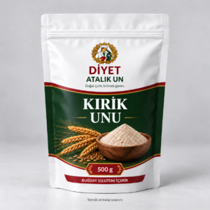 Diyet Atalık Un Kırik Unu 500 g yeşil etiketli temsili ambalaj